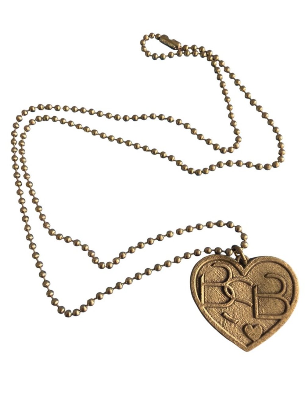 Vintage Backstreet Boys Heart Pendant Necklace Ball Bead Chain Textured 24"